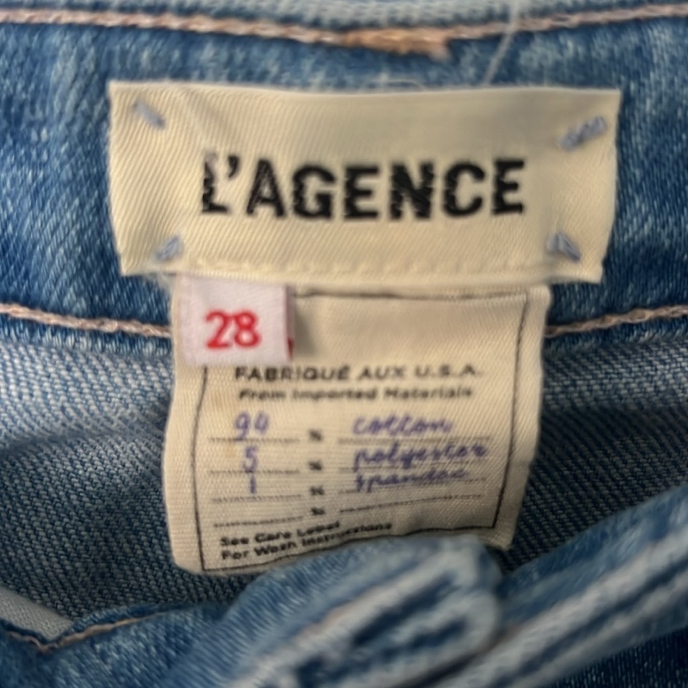 L’AGENCE Nadia High Rise Cropped Straight Rockford Blue Jeans Size 28 - Picture 7 of 11
